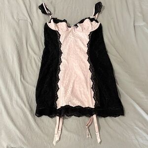 Victoria’s Secret Pink and Black Lace Lingerie Chemise